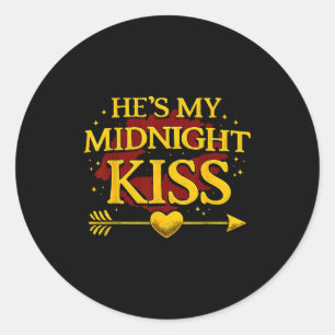 He's My Midnight Kiss Matching Couples Valentine’s Classic Round Sticker
