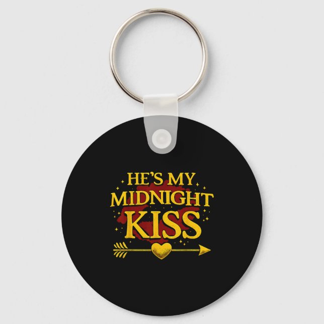 He's My Midnight Kiss Matching Couples Valentine’s Key Ring (Front)