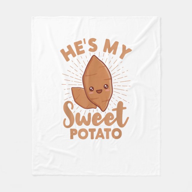 He's My Sweet Potato I Yam Thanksgiving Couple Mat Fleece Blanket (Front)