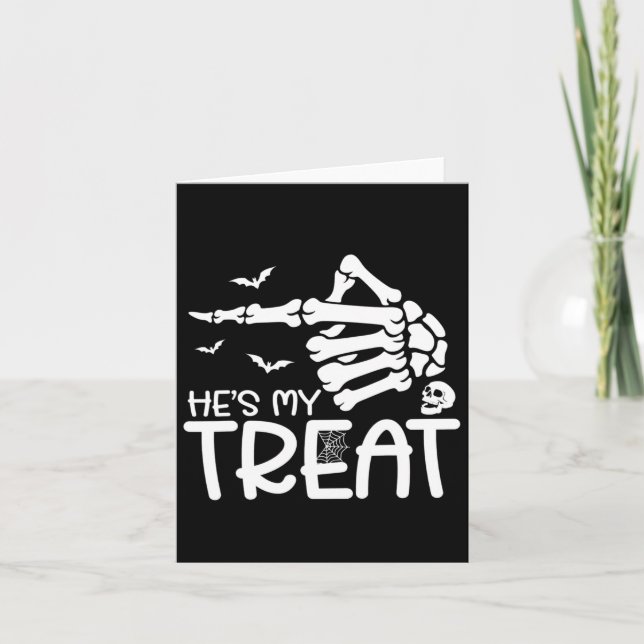 He's My Treat She's My Trick Halloween Skeleton Co Card (Front)