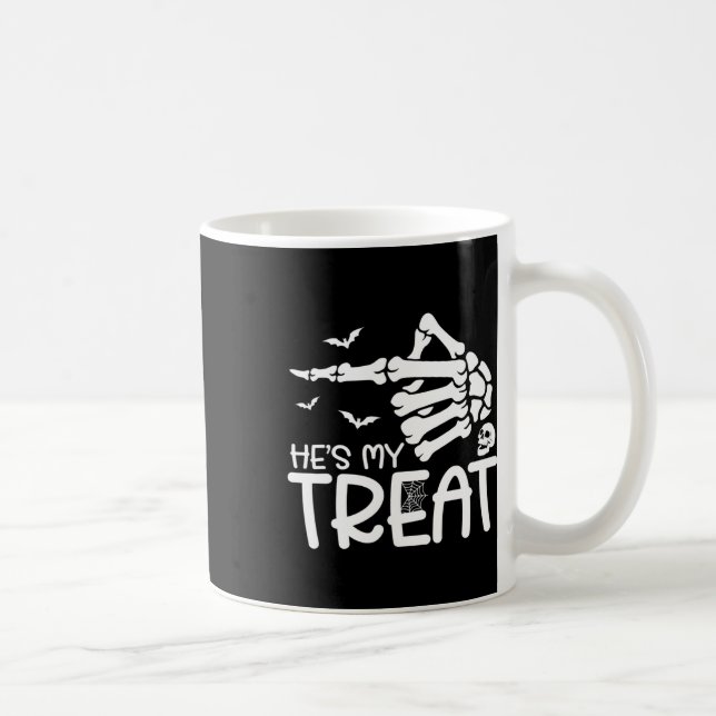 He's My Treat She's My Trick Halloween Skeleton Co Coffee Mug (Right)