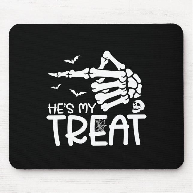 He's My Treat She's My Trick Halloween Skeleton Co Mouse Mat (Front)