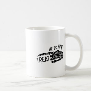 He's My Treat Skeleton Hand Halloween Funny Couple Coffee Mug