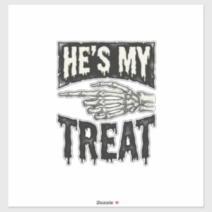 He's My Treat Skeleton Hand Halloween Shirt Design