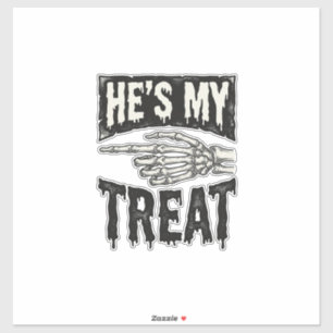 He's My Treat Skeleton Hand Halloween Shirt Design