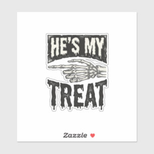 He's My Treat Skeleton Hand Halloween Shirt Design