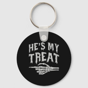 Hes My Treat Skeleton Matching Couple Halloween Co Key Ring