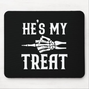 Hes My Treat Skeleton Matching Couple Halloween Co Mouse Mat
