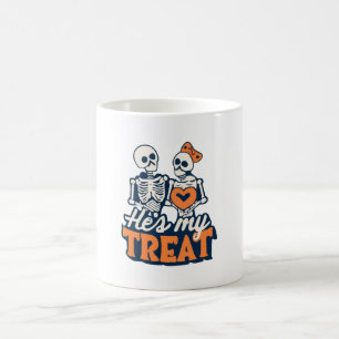 Hes My Treat Skeleton Matching Couple Halloween Coffee Mug