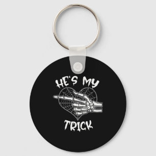 He's My Trick Funny Halloween Matching Couple Girl Key Ring