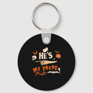 He's My Trick Funny Skeleton Halloween Matching Co Key Ring