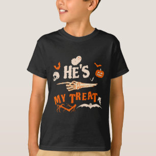 He's My Trick Funny Skeleton Halloween Matching Co T-Shirt