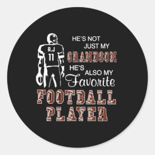 He's Not Just My Grandson He's Favourite Football  Classic Round Sticker