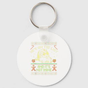 He's On The List Not Mine Santa Ugly Christmas Swe Key Ring