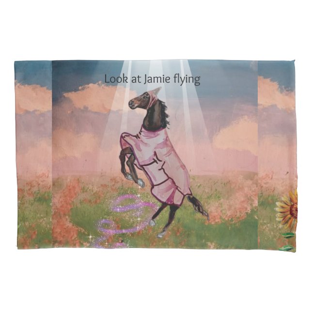 HES ONLY HALF DRESSED , FLY BOOTS STORY PILLOWCASE (Front)