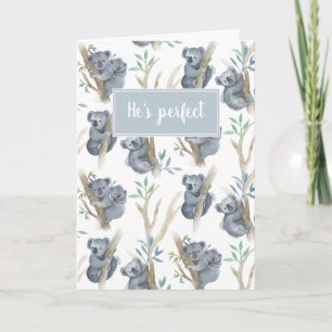 He's Perfect Baby Boy Koala Congratulations Card