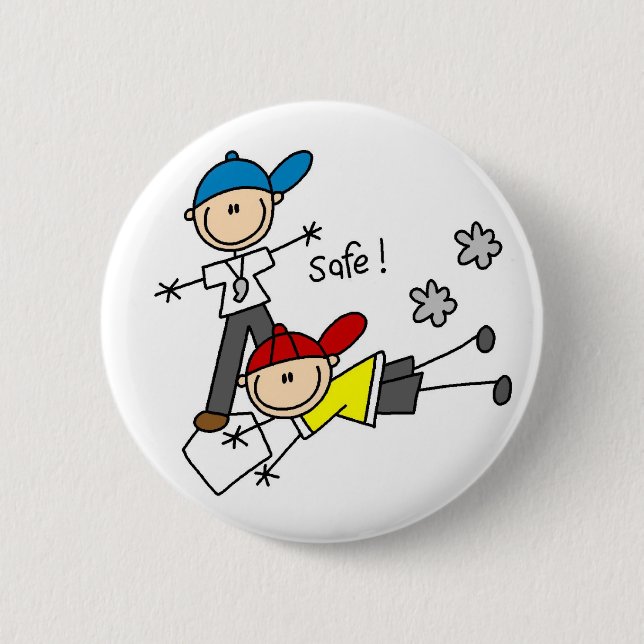 He's Safe Baseball Button (Front)
