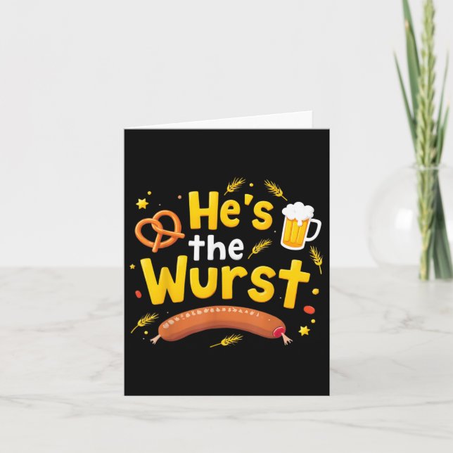 Hes The Wurst Funny Couples Matching Pun Joke  Card (Front)