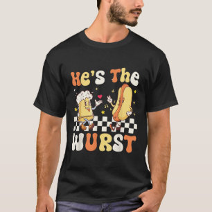 Hes The Wurst Retro Sausage Beer Gift For Party T-Shirt