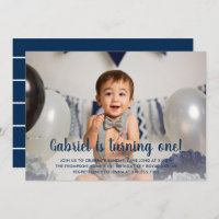 He's Turning One Navy Boy's First Birthday Photo