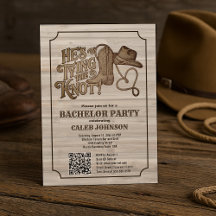 He's Tying the Knot Cowboy Bachelor Party QR Code