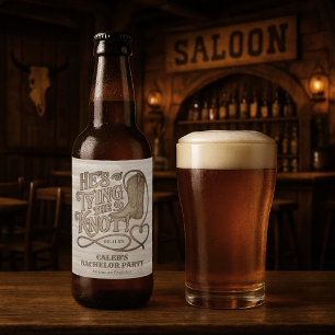 He's Tying the Knot Rustic Cowboy Bachelor Party Beer Bottle Label