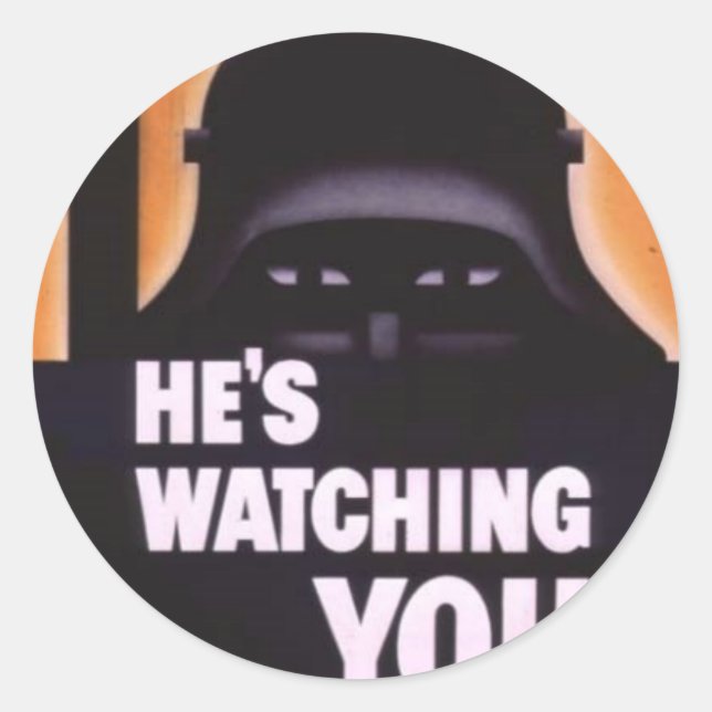 He's Watching You Propaganda Classic Round Sticker (Front)