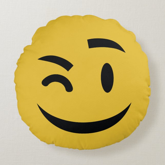 he's winking at you emoji round cushion (Front)