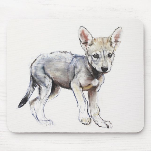 Hesitating Arabian Wolf Pup 2009 Mouse Mat (Front)