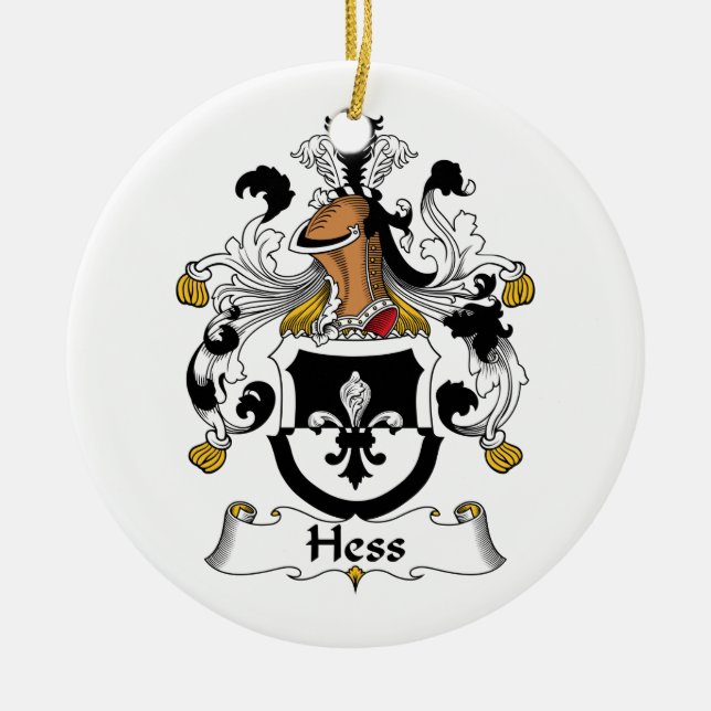 Hess Family Crest Ceramic Tree Decoration (Front)