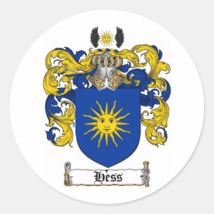 HESS FAMILY CREST -  HESS COAT OF ARMS CLASSIC ROUND STICKER