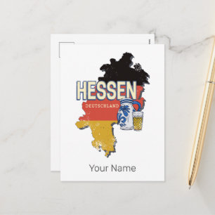 Hesse Germany Retro State Map Vintage Jug Souvenir Holiday Postcard