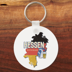 Hesse Germany Retro State Map Vintage Jug Souvenir Key Ring