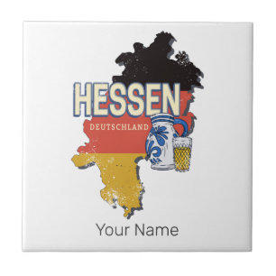 Hesse Germany Retro State Map Vintage Jug Souvenir Tile