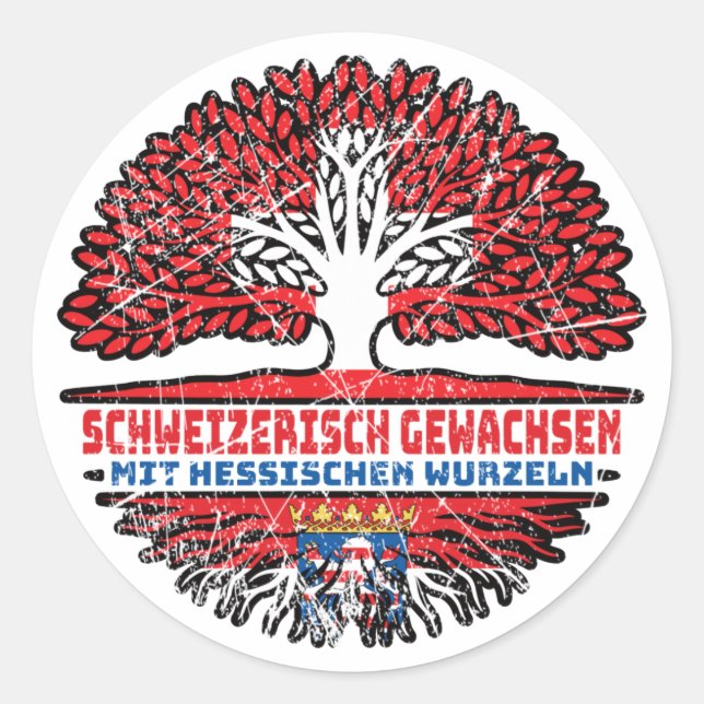 Hessen Hessisch Schweizer Schweiz Baum Wurzel Classic Round Sticker (Front)