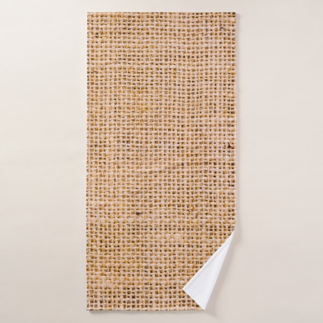 Hessian sackcloth burlap woven texture background, bath towel (Bath Towel)
