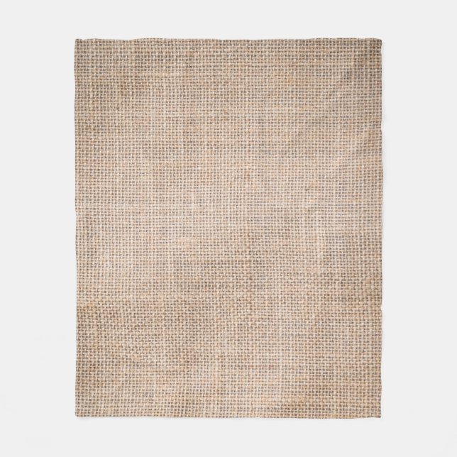 Hessian sackcloth, woven texture background. fleece blanket (Front)