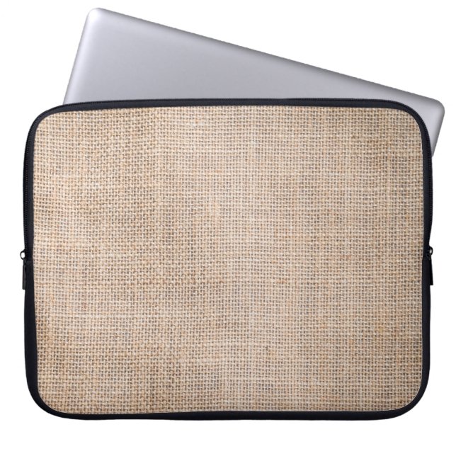 Hessian sackcloth, woven texture background. laptop sleeve (Front)