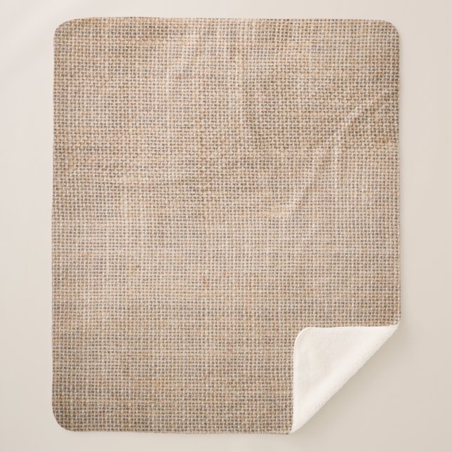Hessian sackcloth, woven texture background. sherpa blanket (Front)