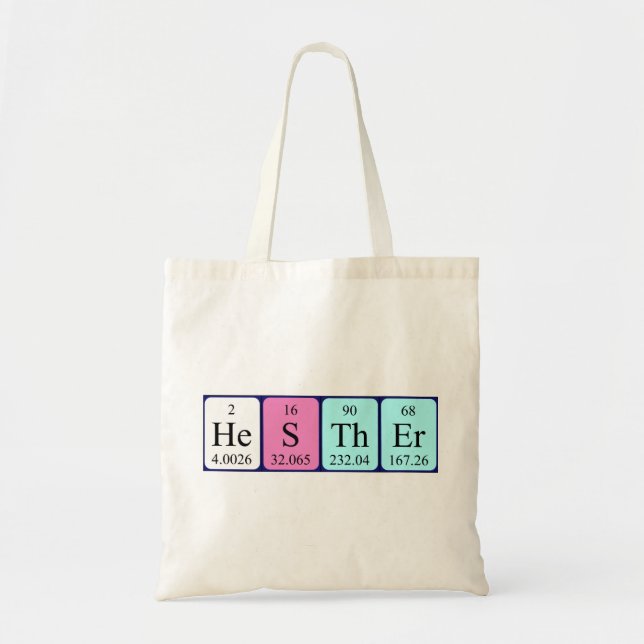 Hesther periodic table name tote bag (Front)