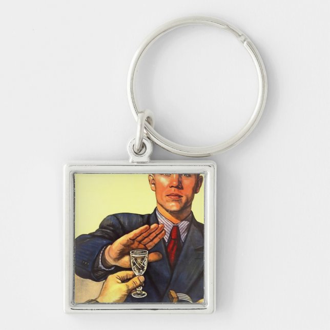 Het No To Alcohol Soviet Union Propaganda Key Ring (Front)