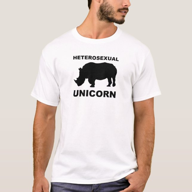 Heterosexual Unicorn Rhinoceros Funny T-Shirt (Front)