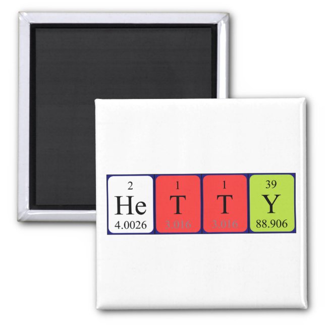 Hetty periodic table name magnet (Front)