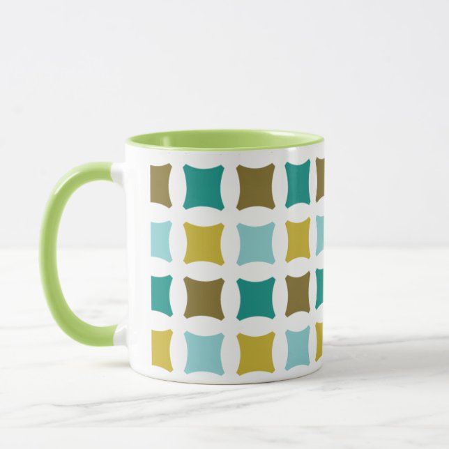 Hex Box Square Mid Mod Print Pattern Gold Mug (Left)