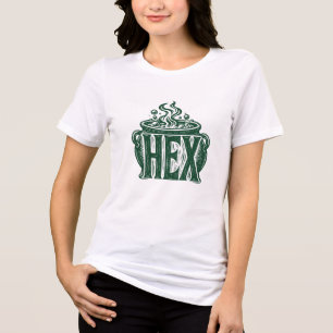 Hex Cauldron Halloween Linocut Design Tri-Blend Shirt