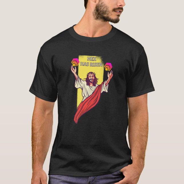 Hex Crypto Has Risen  Cryptocurrency Jesus T-Shirt (Front)