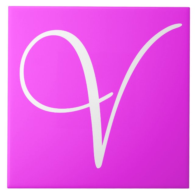 Hex ff33ff Colour Number Monogram Ceramic Tile (Front)