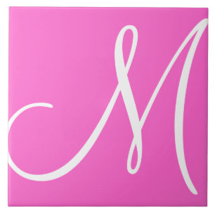 Hex ff66cc Colour Number Monogram Ceramic Tile