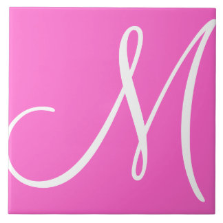 Hex ff66cc Colour Number Monogram Ceramic Tile