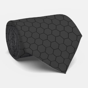 Hex Grid Black Grey Tie